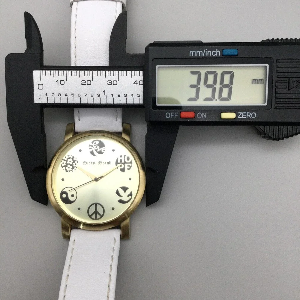Lucky Brand Womens Watch 40mm White Leather Peace Love Hope 161235 New Battery